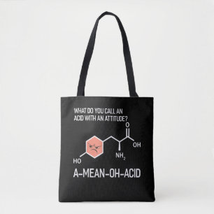 Bolsa Tote Humor Nerdy Química Aminoácido para Mulheres Homen