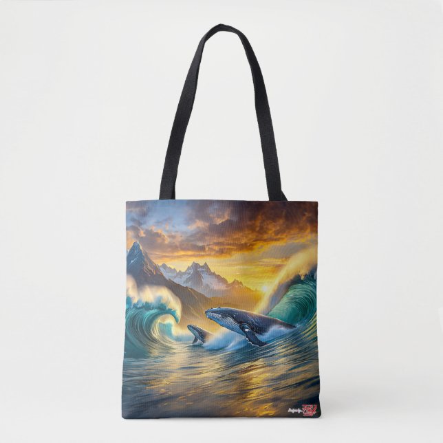 Bolsa Tote Humpbacks em Sunset Design por rico AMeN Gill (Frente)