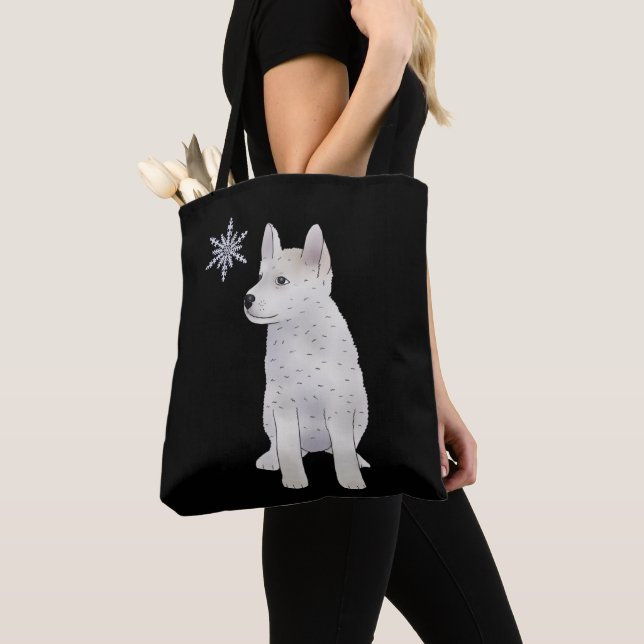 Bolsa Tote Hund mit Schneeflocke (Close Up)