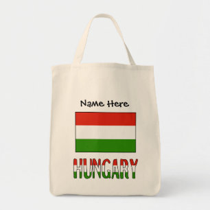 Bolsa Tote Hungria e Bandeira Húngara com Seu Nome