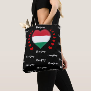 Bolsa Tote Hungria Flag & Heart Hungarian Flag fashion /sport