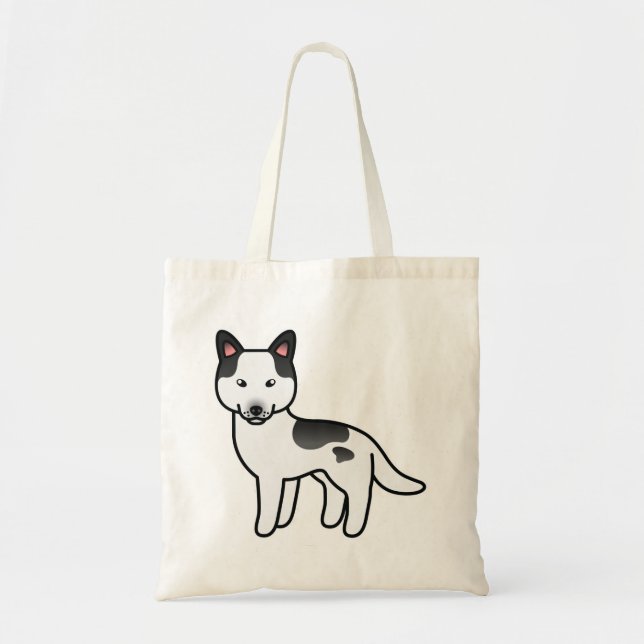 Bolsa Tote Husky Siberiano Cartoonista Piebald Preto (Frente)