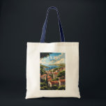 Bolsa Tote Hvar Croácia Viagem Art Vintage<br><div class="desc">Design de viagem do vetor retrô Hvar. Hvar,  uma ilha croata no Mar Adriático,  é mais conhecida como um resort de verão. Entre os destaques da cidade portuária de Hvar estão os muros do século 13.</div>