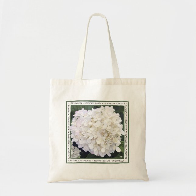 Bolsa Tote Hydrangea - Branca com uma escova roxa - Saco de T (Frente)
