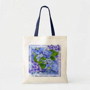 Bolsa Tote Hydrangeas azuis e borboletas