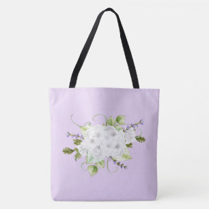 Bolsa Tote Hydrangeas e Lilacs do estilo da aguarela