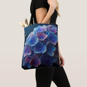 Bolsa Tote Hydrangeas Floral Purple e Blue