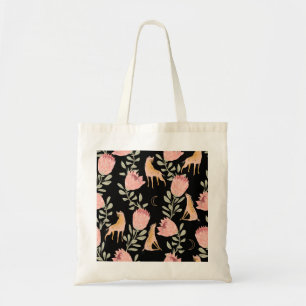 Bolsa Tote Hyena e Protea: Padrão de Vintagem Escura