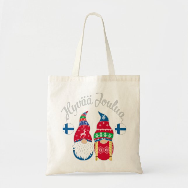Bolsa Tote Hyvaa joulua finnish Felry Natal Finland hoje (Frente)