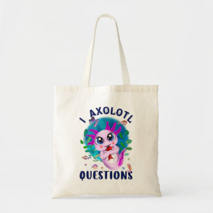 Bolsa Tote I Axolotl Perguntas, Cute Axolotl Kawaii Rosa