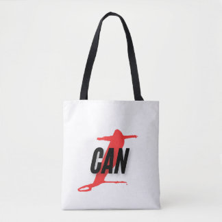 Bolsa Tote "I Can" Dynamic Red & Black Empowerment Word Art