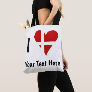 Bolsa Tote I (Funky Heart Shaped Danish Flag) Your Text
