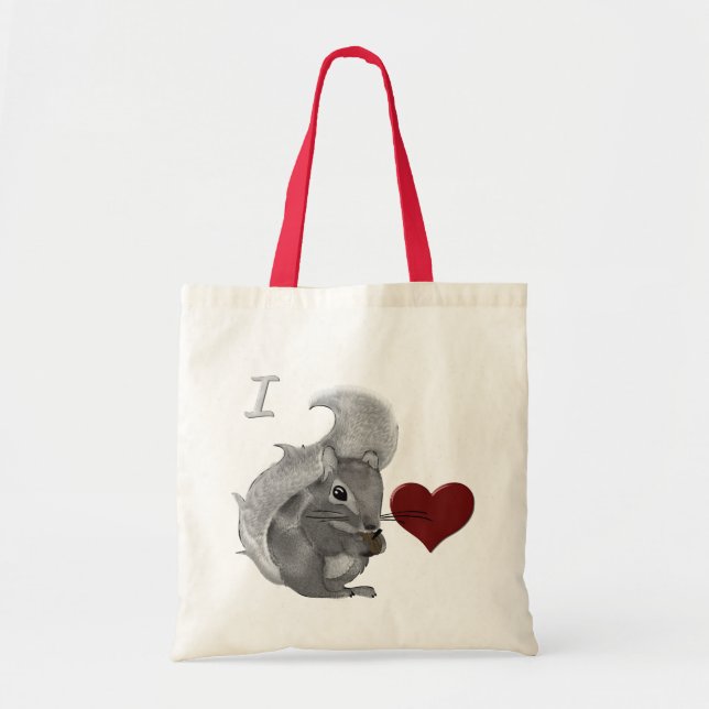 Bolsa Tote I Heart Baby Squirrels Felpudo Animal (Frente)