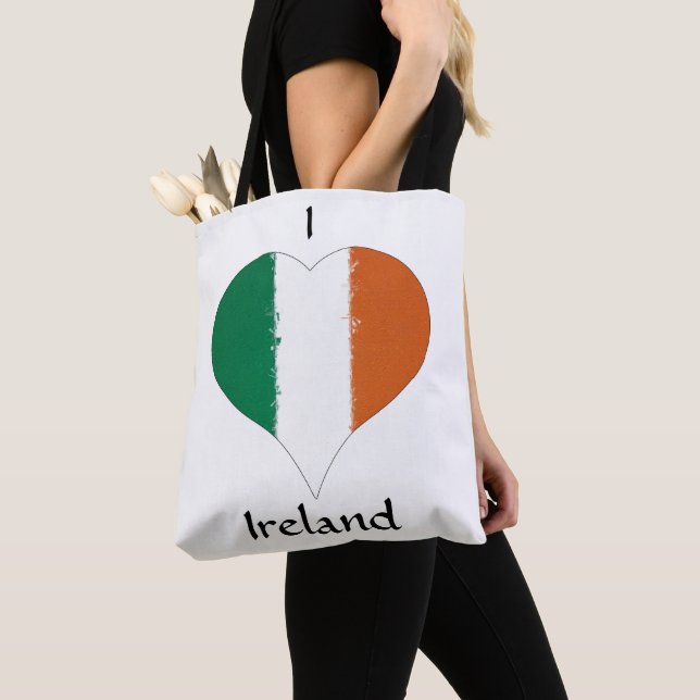 Bolsa Tote I Heart Ireland Irish Tricolor Flag (Close Up)