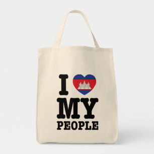 Bolsa Tote I Heart (Love) My Khmer Pessoas