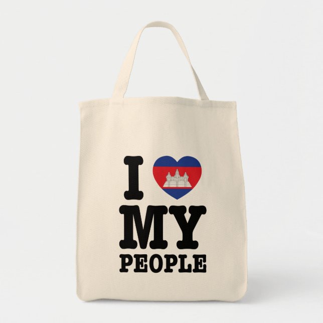 Bolsa Tote I Heart (Love) My Khmer Pessoas (Frente)