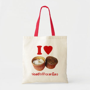 Bolsa Tote I Heart [Love] Sticky Rice [Khao Niao] - Tailandês