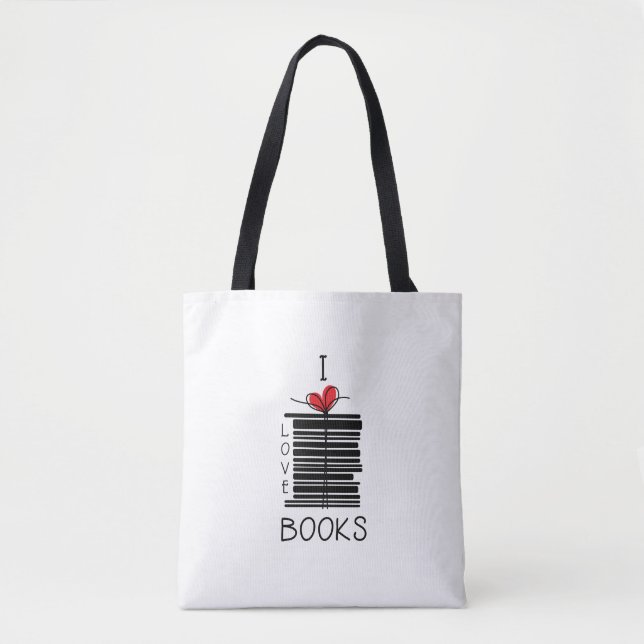 Bolsa Tote "I Love Books" Livro (Frente)