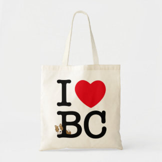 Bolsa Tote I love border collie! バッグ (レッド立ち耳）