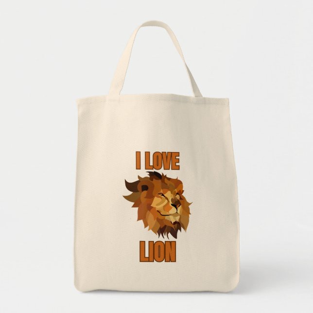 Bolsa Tote I Love Lion for Animal Lover and Wildlife Fan (Frente)