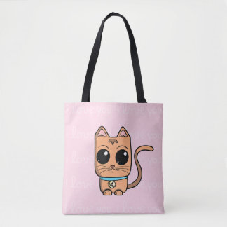 Bolsa Tote I Love You, Cute Caramel Cat Illustration Art Prin