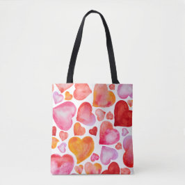 Bolsa Tote I love you watercolor hearts