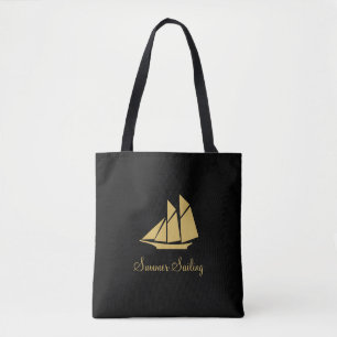 Bolsa Tote Iate de Vela de Verão Dourado Elegante