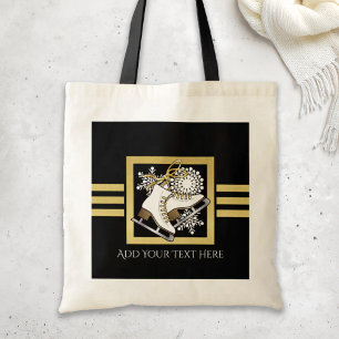 Bolsa Tote Ice Skating Falso Dourado e Preto de Skate