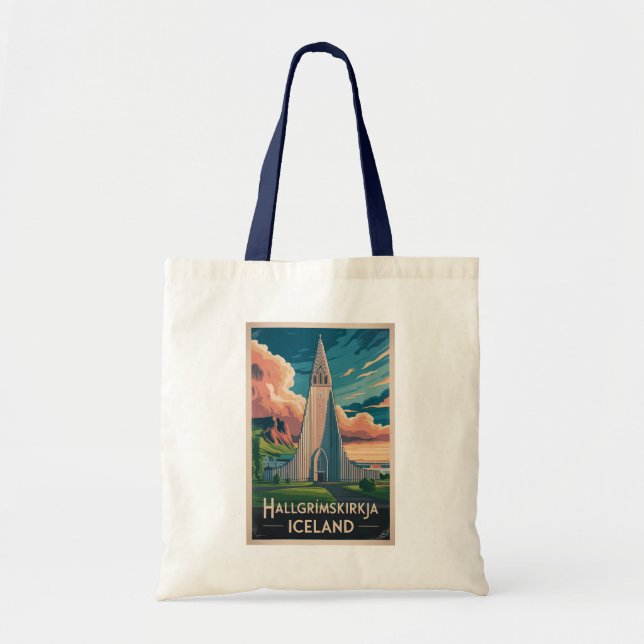 Bolsa Tote Iceland Hallgrimskirkja Illustration Travel Art (Frente)