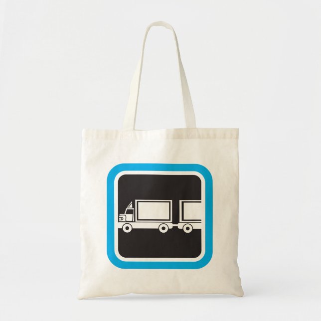 Bolsa Tote Ícone Azul de Caminhão e Reboque (Frente)