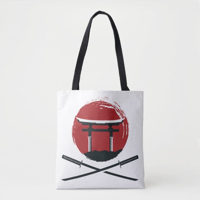 Bolsa Tote Ícone da espada Samurai com a vinheta de desenho a (Frente)