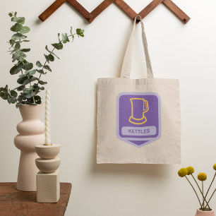 Bolsa Tote Ícone de Chaleiras Modernas Roxas e Amarelas