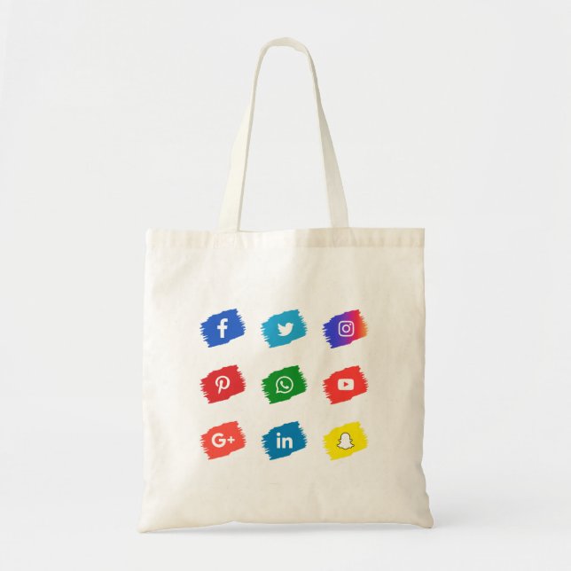 Bolsa Tote Ícone de mídia social (Frente)