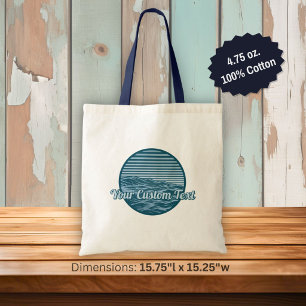 Bolsa Tote Ícone de Ondas do Oceano Azul