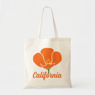 Bolsa Tote Ícone de Papoila Laranja com Texto da Califórnia