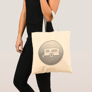 Bolsa Tote Ícone de Reboque de Camping Prateado RV Minimalist