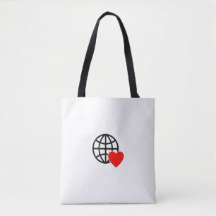 Bolsa Tote Ícone do Globo de Amor Mundial   Coração Terra Des