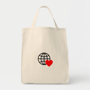 Bolsa Tote Ícone do Globo de Amor Mundial   Coração Terra Des