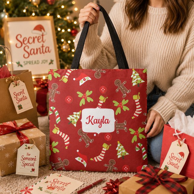 Bolsa Tote Ícones de Natal Alegres e Brilhantes de Férias  (Criador carregado)