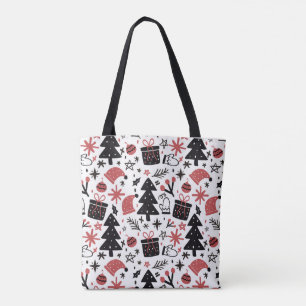 Bolsa Tote Ícones de Natal Feriado Árvore Natal Santa Hat