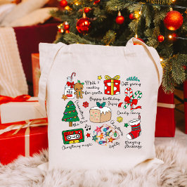 Bolsa Tote Ícones de Natal Folidor Season Festive Cute