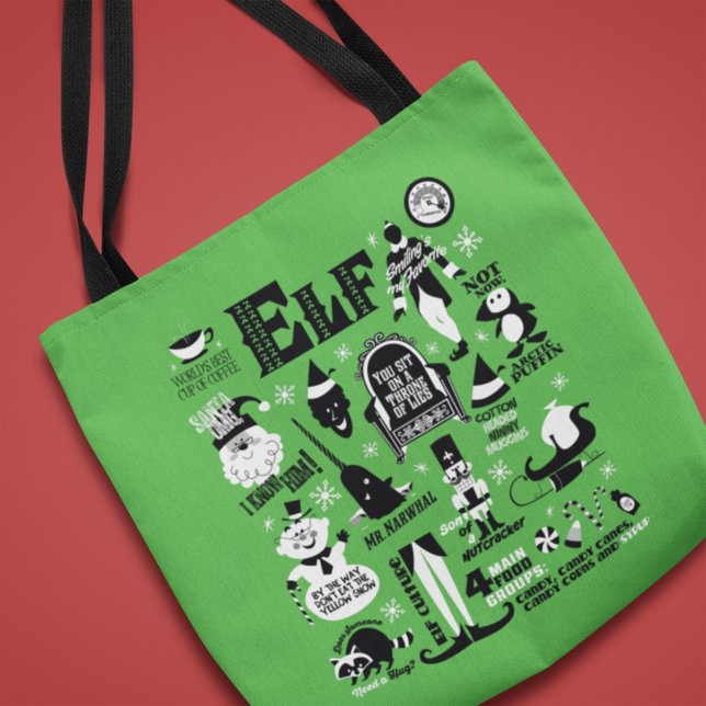 Bolsa Tote Ícones do Elf e citações de filmes (Criador carregado)