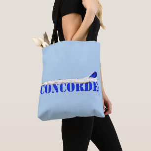 Bolsa Tote Iconic Concorde Jet com Tipografia Azul Negrito