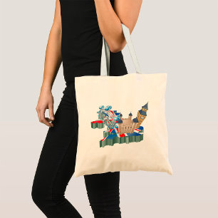 Bolsa Tote Iconic London Landmarks UK Map British Viagem
