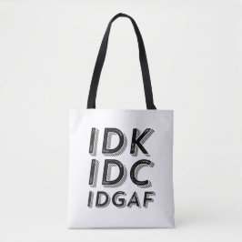 Bolsa Tote IDC IDGAF Funny Sarcasage Vintage Tipo de Retro