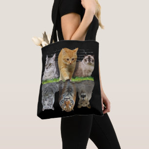 Bolsa Tote Ideia de Design de Presente de Reflexão de Gato Di