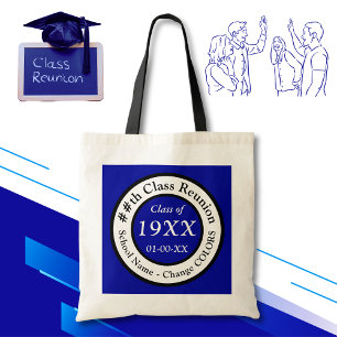 Bolsa Tote Ideias de Presente de Reunião de Classe Azul, Per