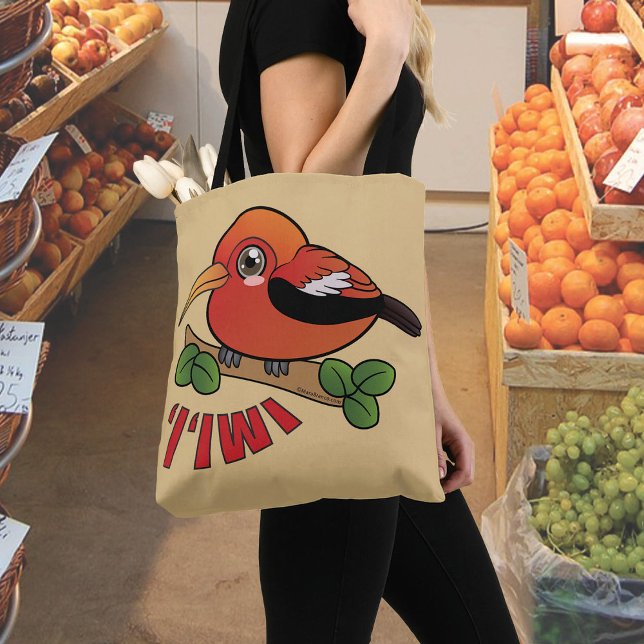 Bolsa Tote Iiwi Hawaii Forest Bird (I‘iwi tote bag by Mara branco)