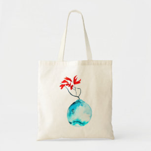 Bolsa Tote Ikebana aquarela vase azul