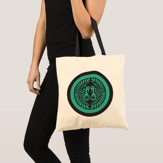 Bolsa Tote Ikko Ikki Mon Japonês Clan Dark Cinza Verde (Frente (produto))